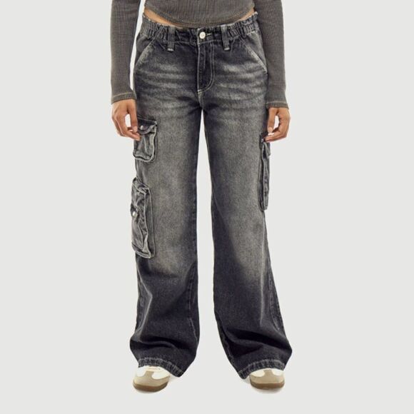 BDG Urban Outfitters Y2K Cargo Low Rise Utility Jeans in Grey Women's XL NWT - Picture 1 of 11